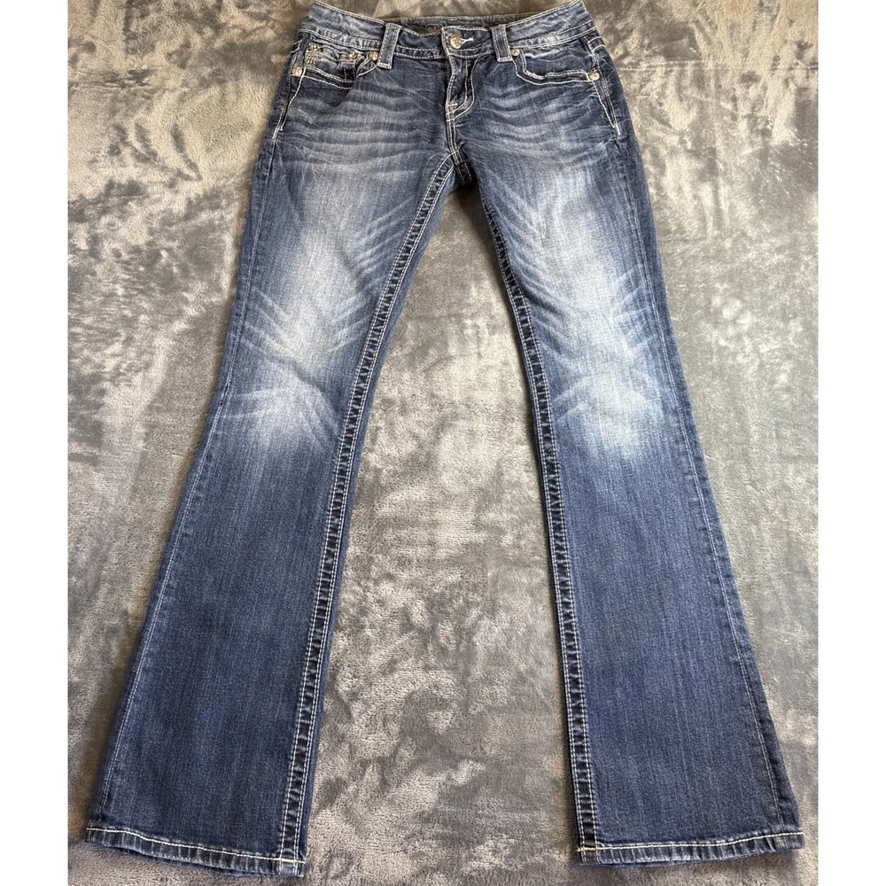 MISS ME Embellished Cross Rhinestones Studs Signature Boot JP7120B Jeans 28 G864